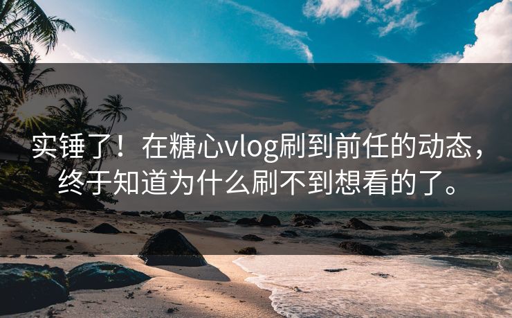 实锤了！在糖心vlog刷到前任的动态，终于知道为什么刷不到想看的了。