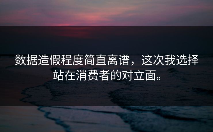 数据造假程度简直离谱，这次我选择站在消费者的对立面。