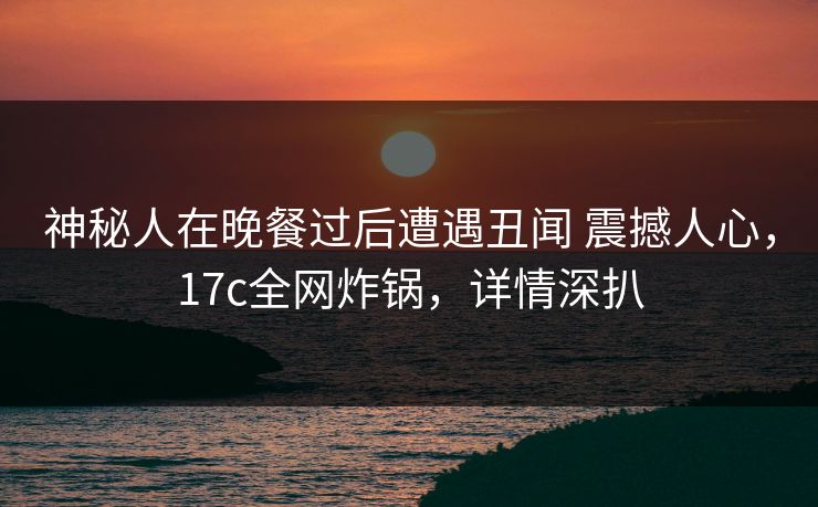 神秘人在晚餐过后遭遇丑闻 震撼人心，17c全网炸锅，详情深扒