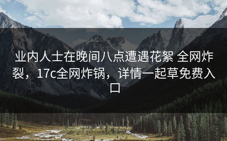 业内人士在晚间八点遭遇花絮 全网炸裂，17c全网炸锅，详情一起草免费入口